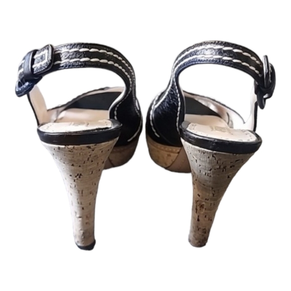 Prada black leather slingback heeled sandals size 39 (8) - Picture 4 of 12